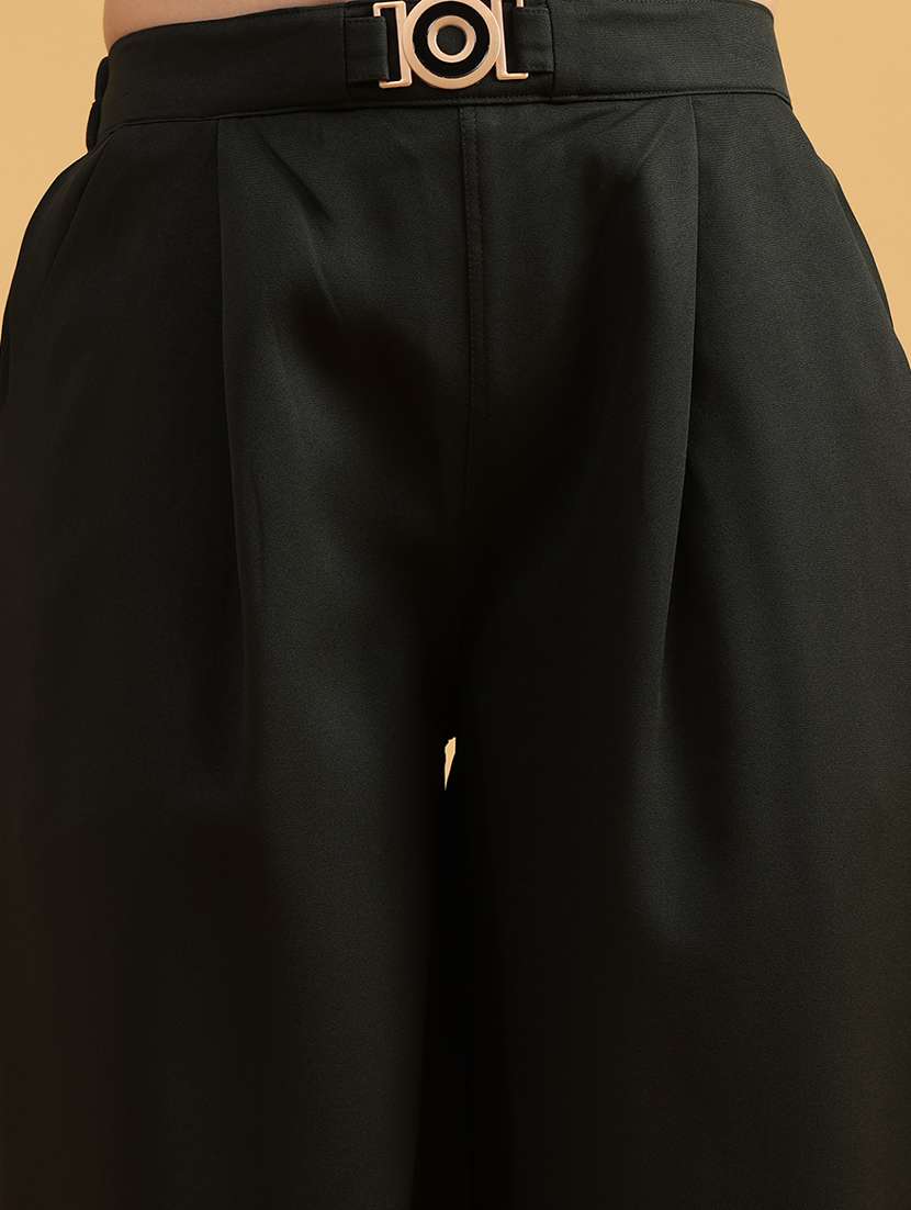 women solid mid rise straight trouser - 22063749 -  Standard Image - 5