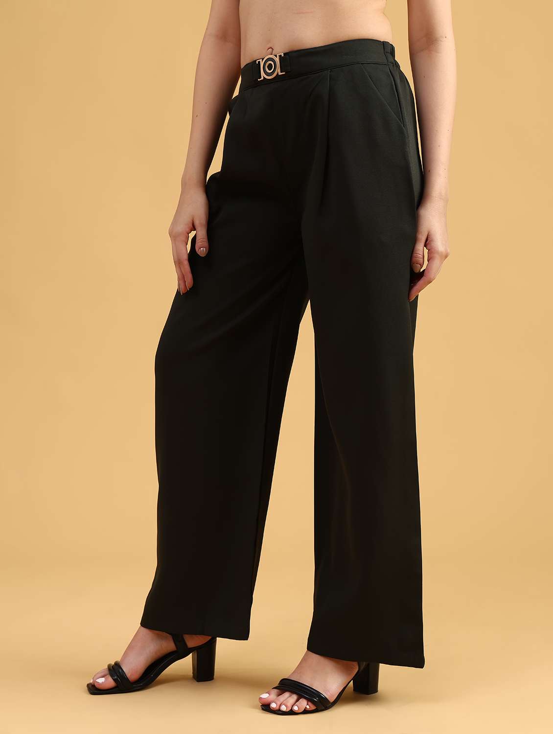 women solid mid rise straight trouser - 22063749 -  Standard Image - 5