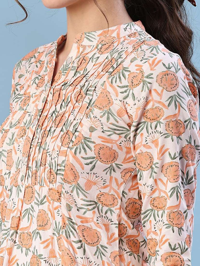 women floral printed three quarter sleeve a-line kurti - 22063808 -  Standard Image - 5