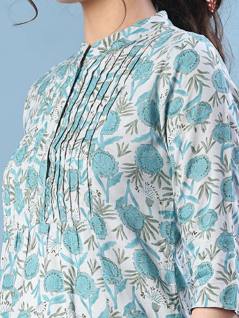 women floral printed three quarter sleeve a-line kurti - 22063809 -  Standard Image - 5