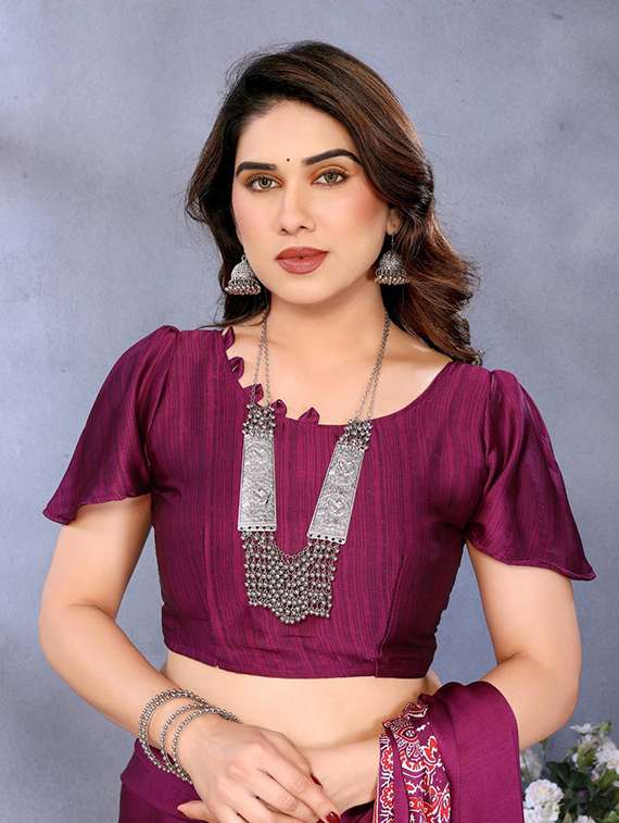 women printed casual wear saree with blouse - 22063823 - Standard Image - 5