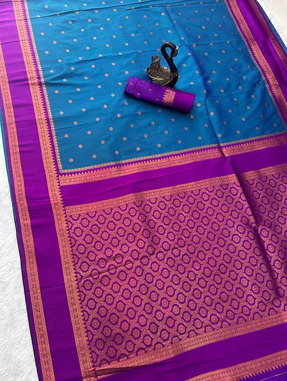 multi colored silk banarasi saree with blouse - 22063856 - Standard Image - 3
