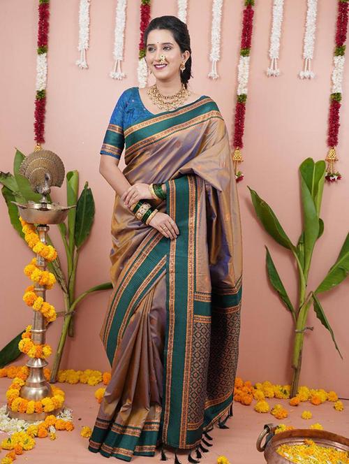 multi colored silk banarasi saree with blouse - 22063859 - Standard Image - 0