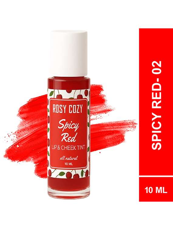 red lip gloss rosy cozy spicy-red