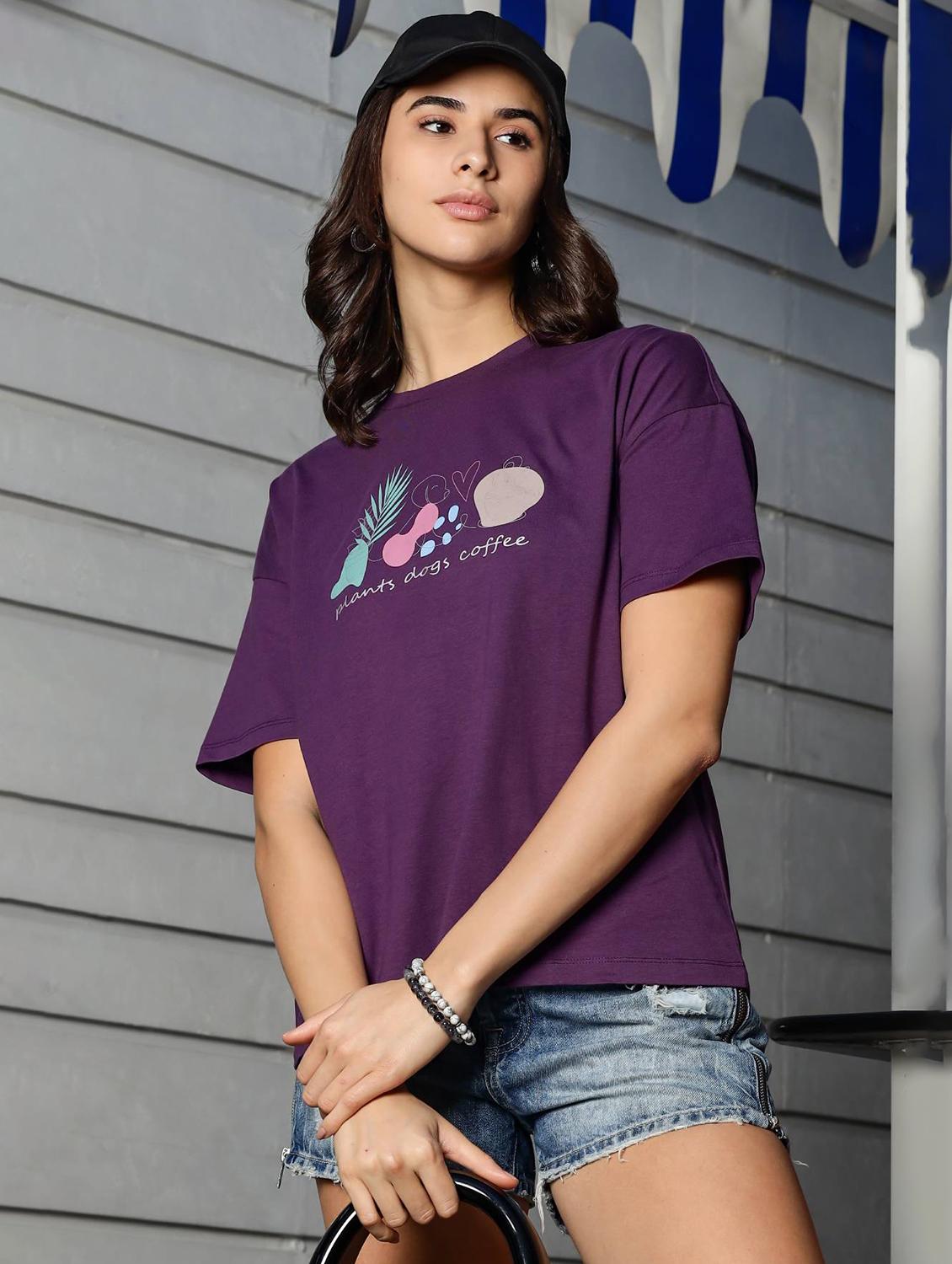 women printed short sleeve loose fit t-shirt