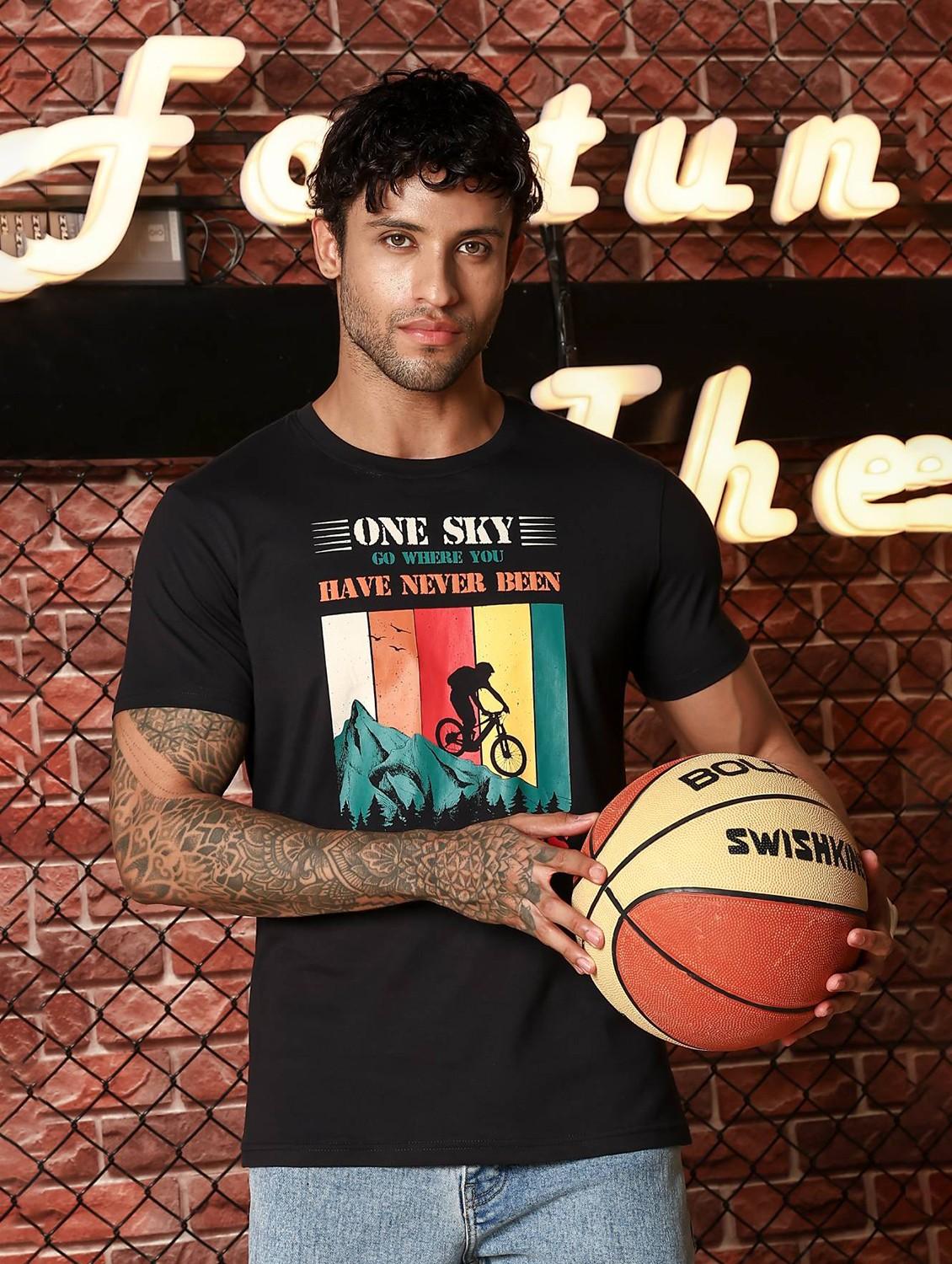 men printed short sleeve regular fit t-shirt