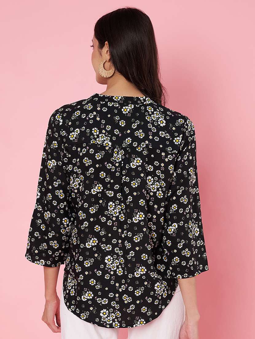 women flloral print roll-up sleeve top - 22064139 - Standard Image - 3