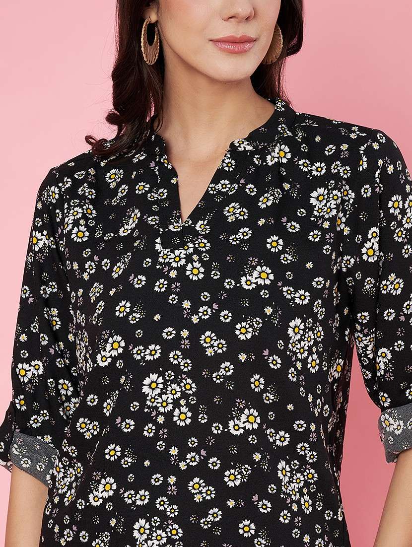 women flloral print roll-up sleeve top - 22064139 - Standard Image - 5