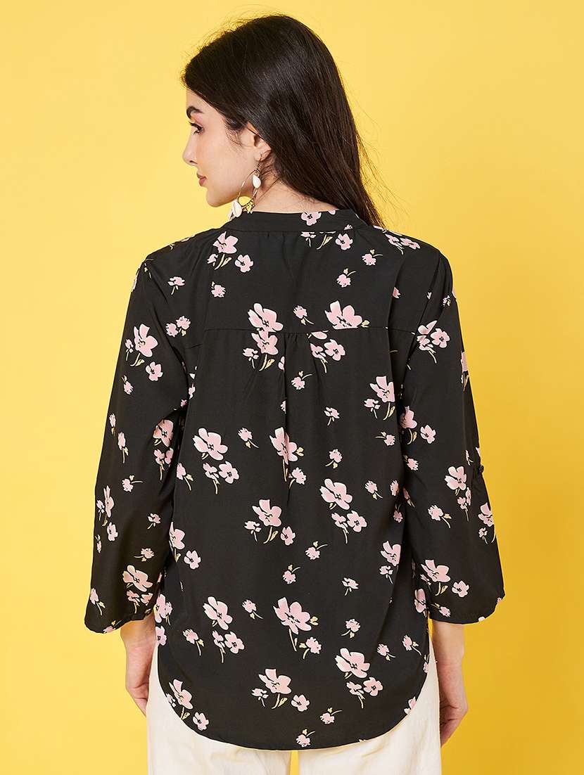 women floral print roll-up sleeve top - 22064144 -  Standard Image - 3