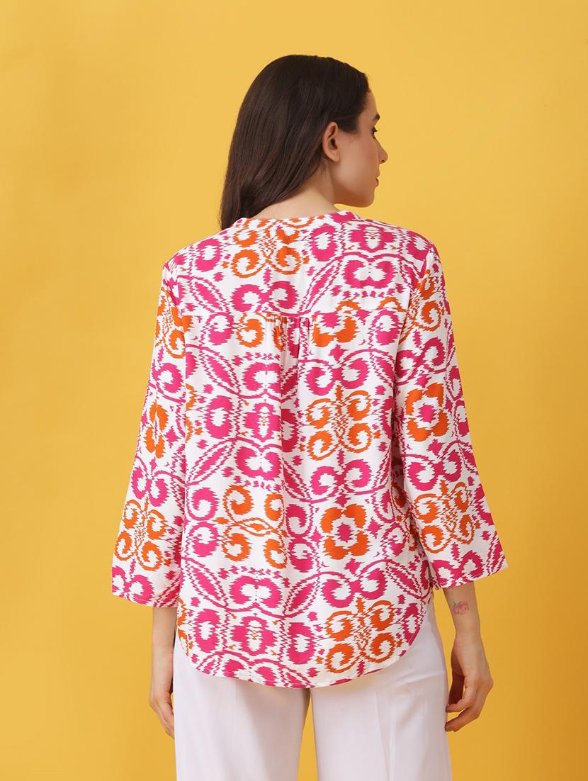 women printed three quarter sleeve regular top - 22064152 - Standard Image - 3