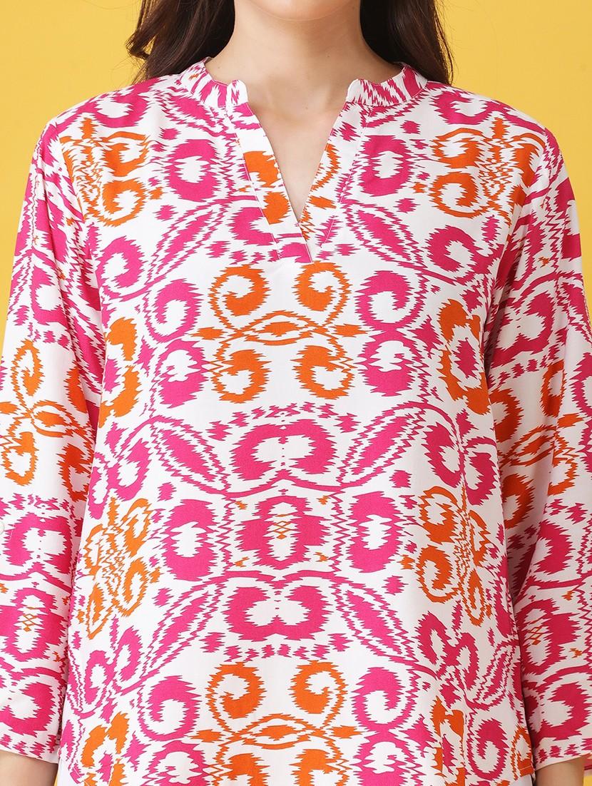 women printed three quarter sleeve regular top - 22064152 - Standard Image - 5