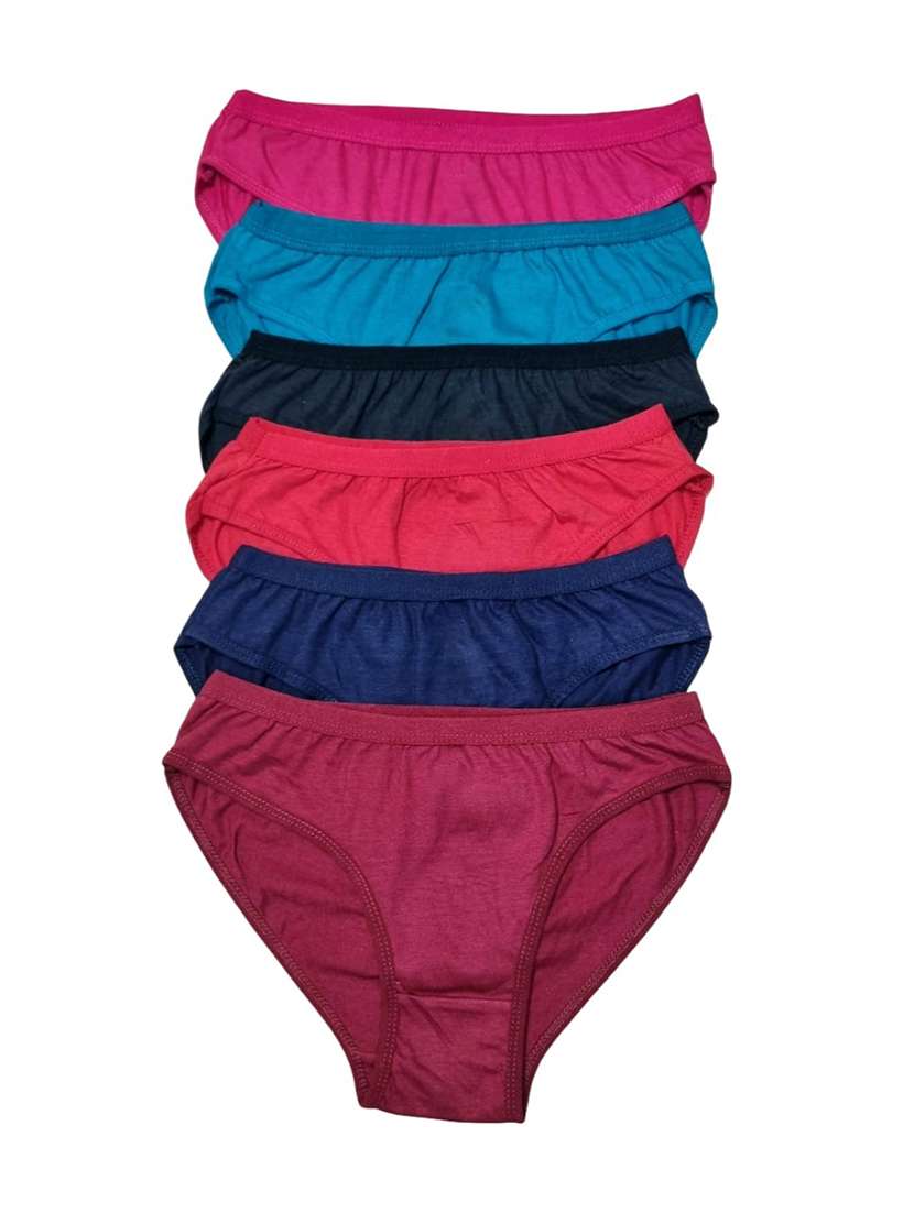 women pack of 6 solid mid rise hipster panty