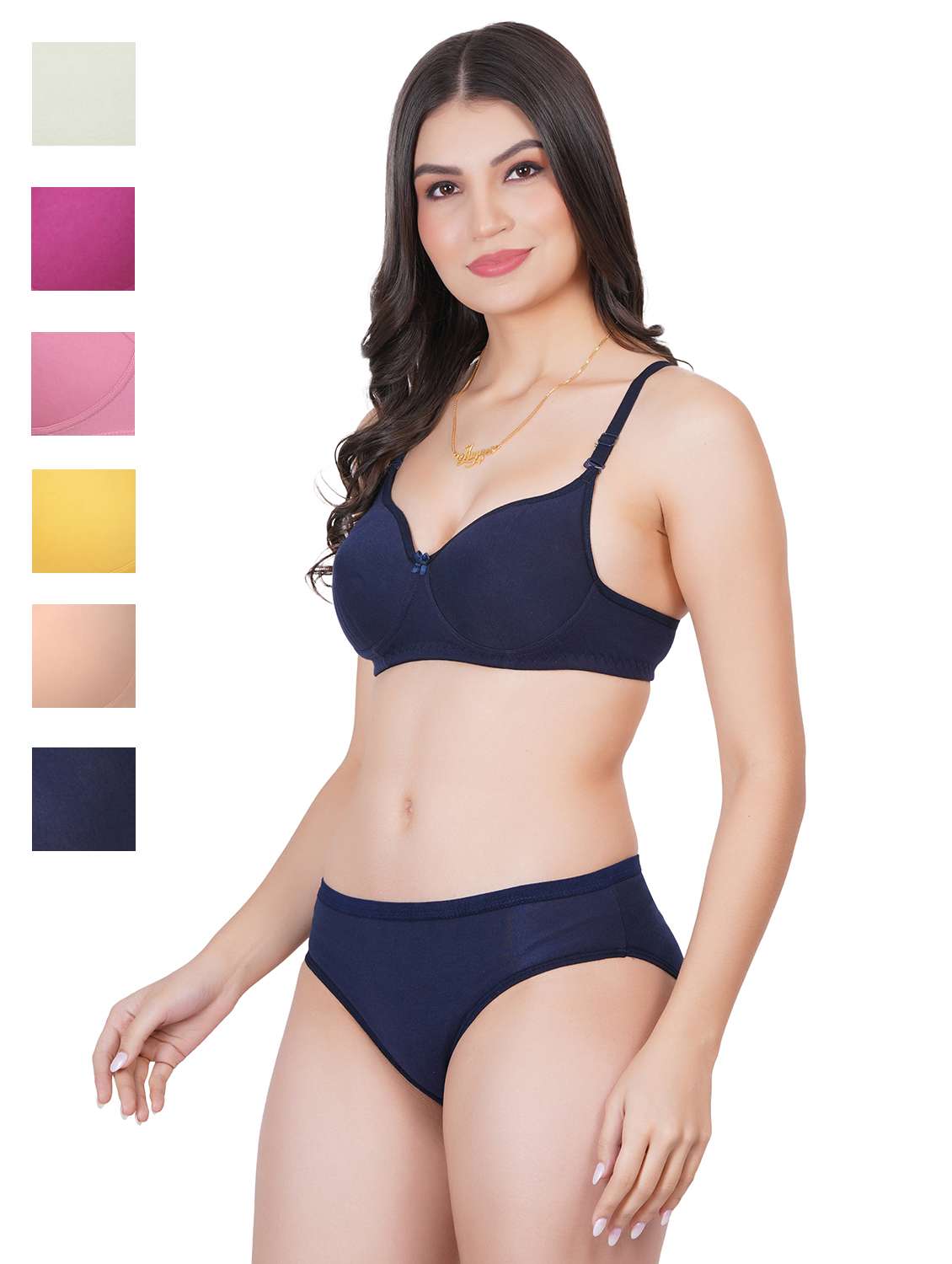 women pack of 6 solid bra and panty set