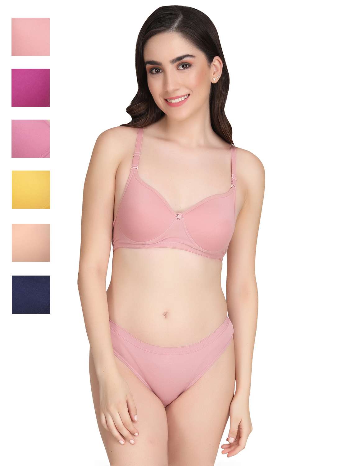 women pack of 6 solid bra and panty set