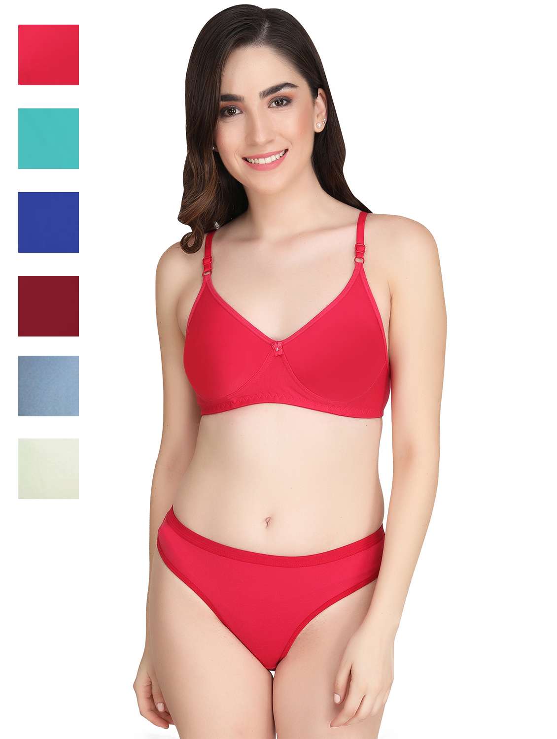 women pack of 6 solid bra and panty set