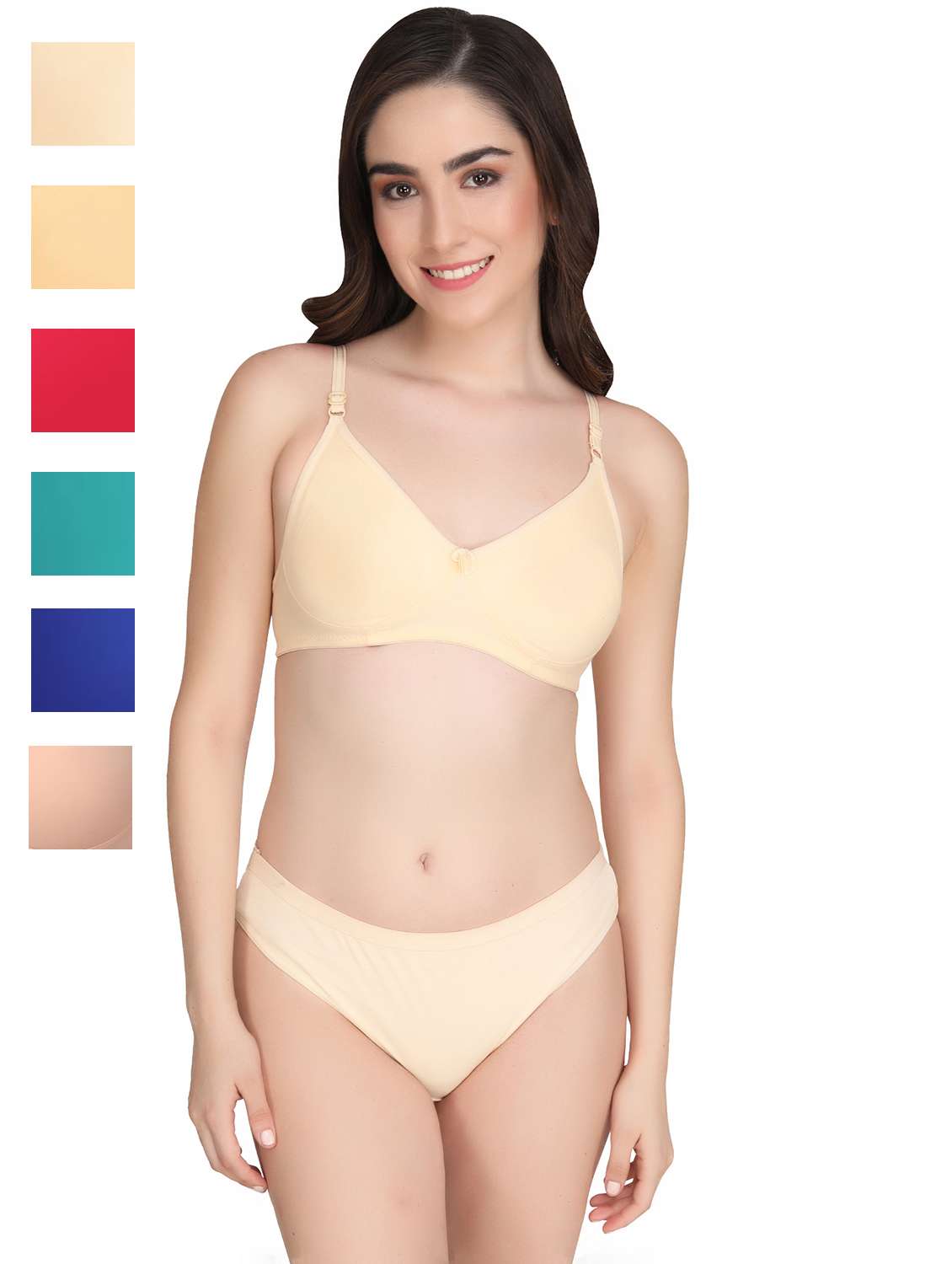 women pack of 6 solid bra and panty set