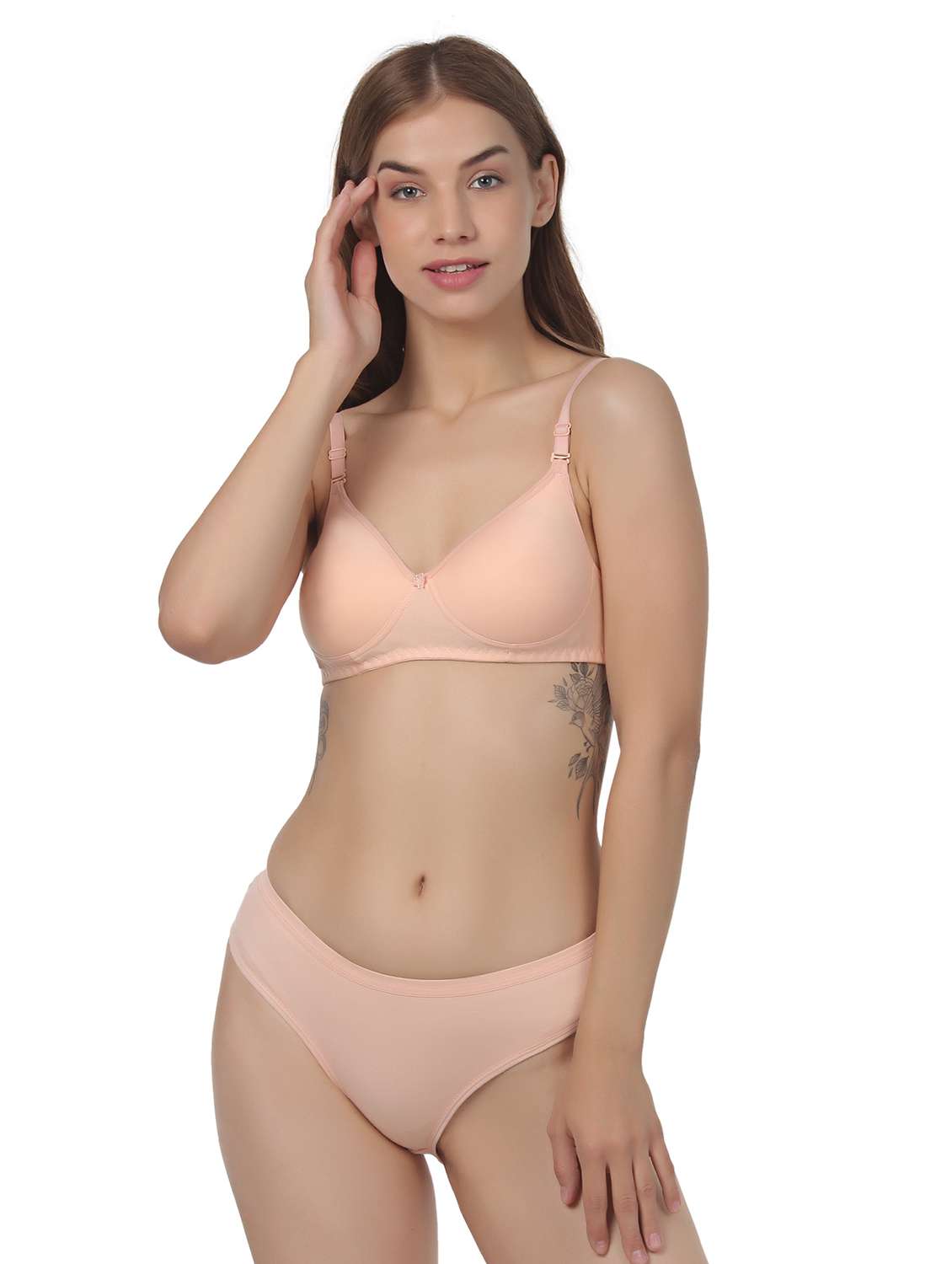 women pack of 5 solid bra and panty set - 22064272 -  Standard Image - 3