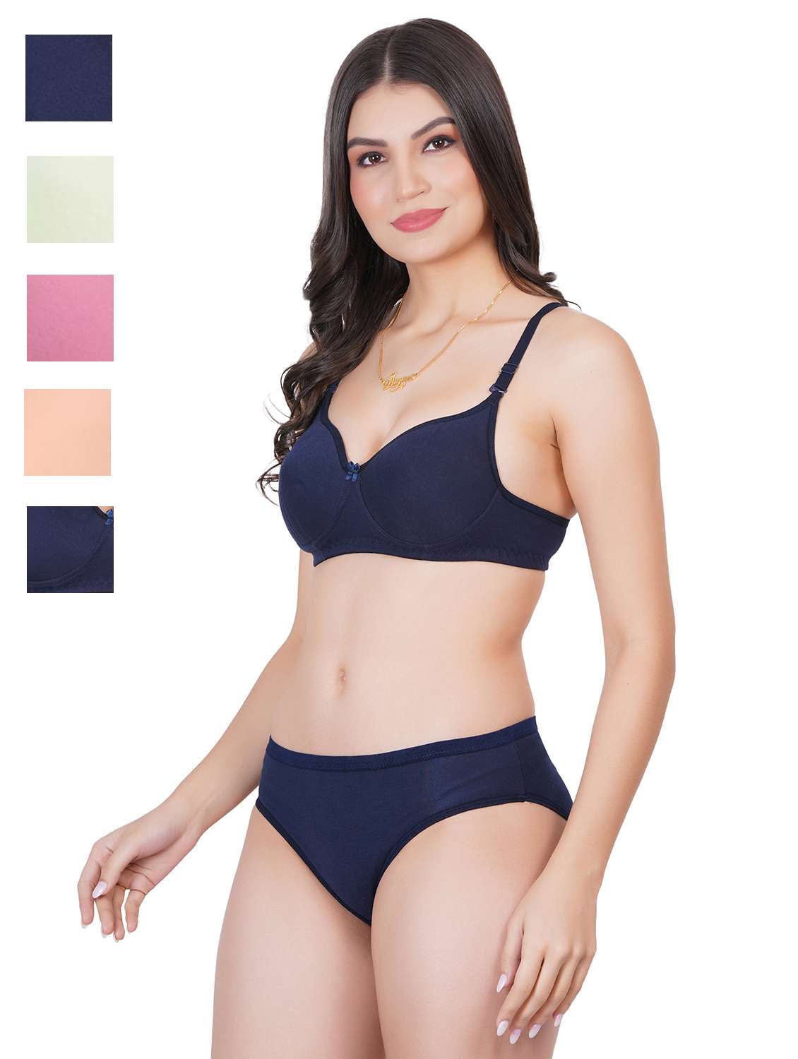 women pack of 5 solid bra and panty set