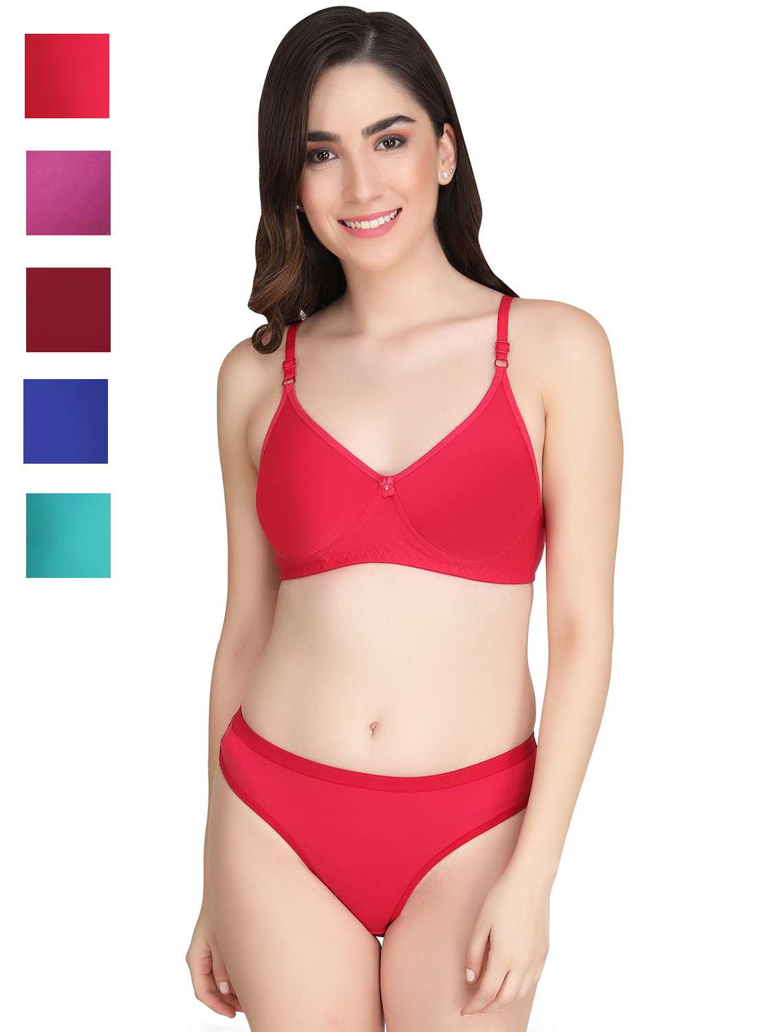 fuchsia cotton blend bras and panty set