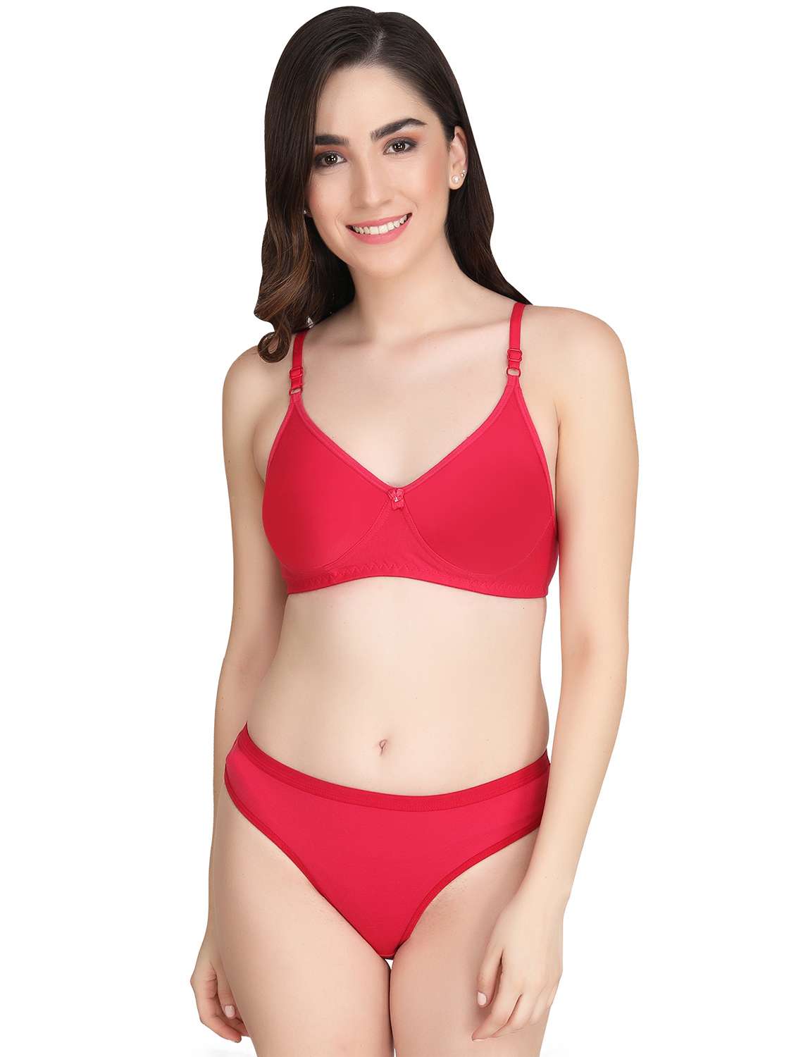 fuchsia cotton blend bras and panty set - 22064309 -  Standard Image - 3