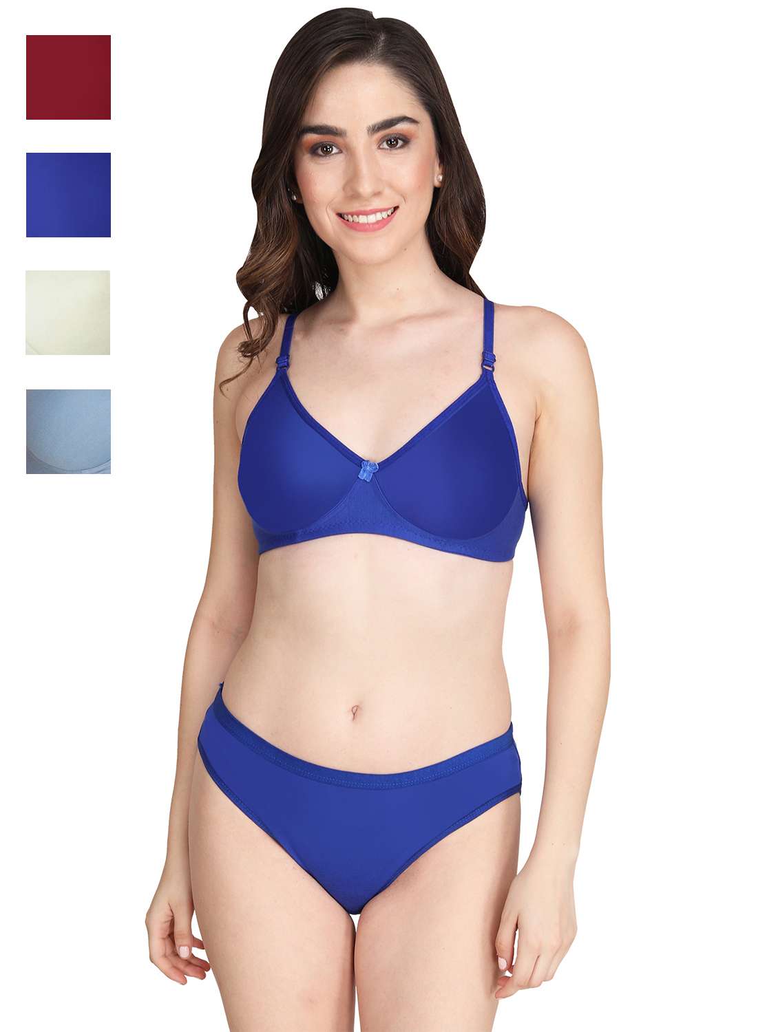 women pack of 4 solid bra and panty set