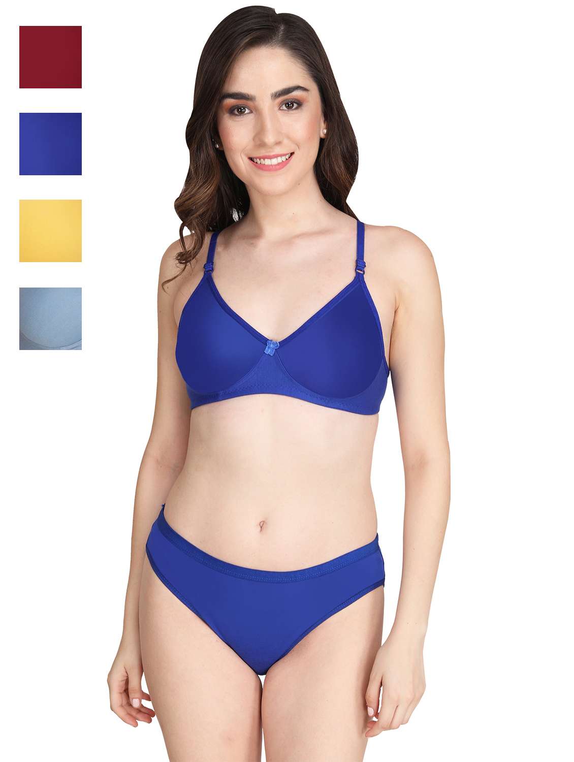 women pack of 4 solid bra and panty set