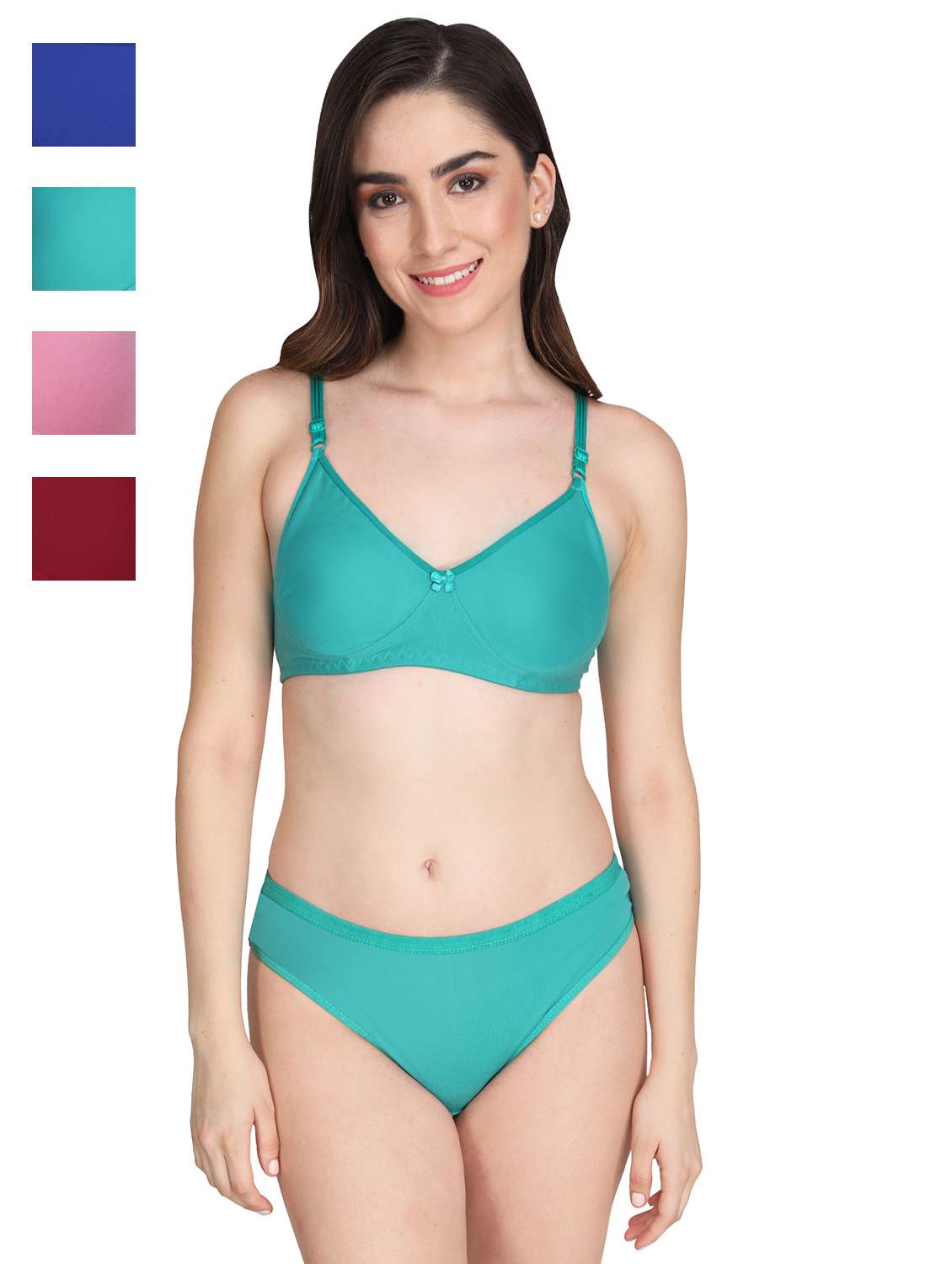 sea green cotton blend bras and panty set
