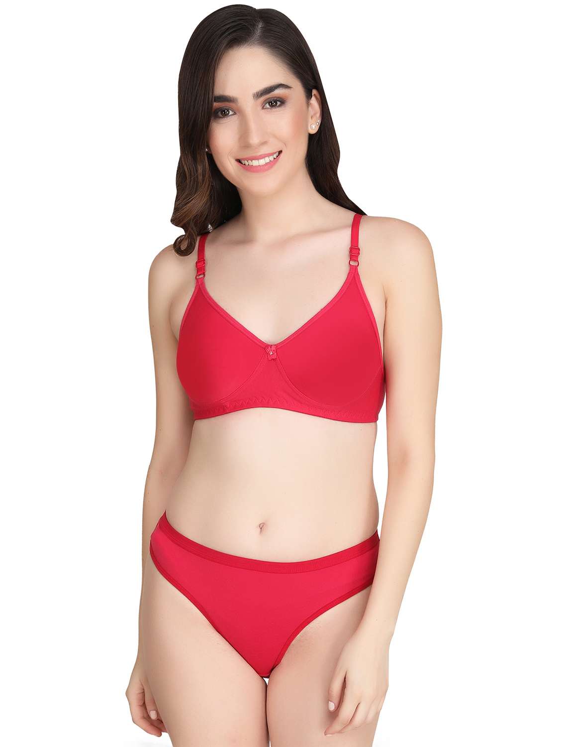 fuchsia cotton blend bras and panty set - 22064408 -  Standard Image - 3