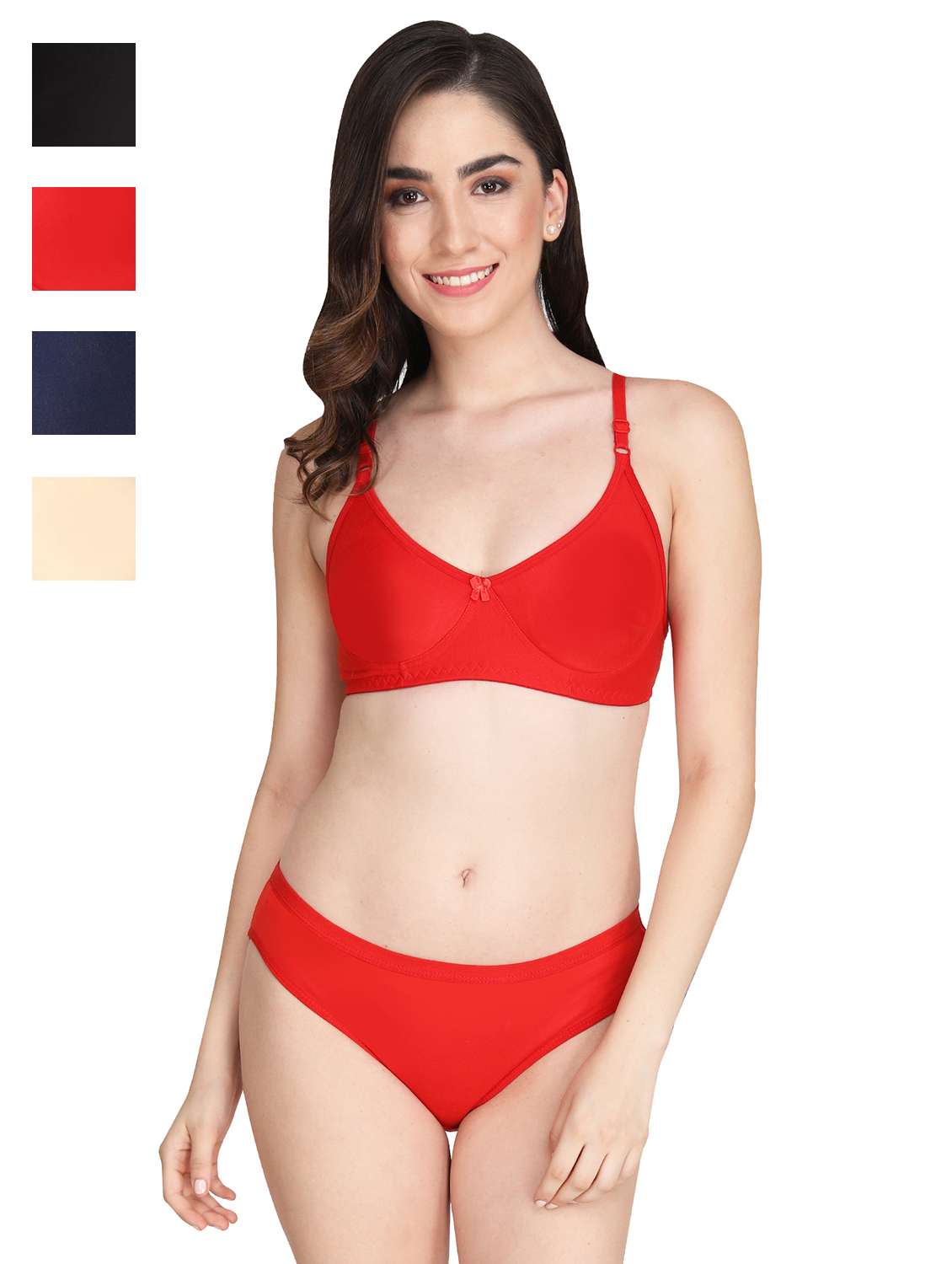 women pack of 4 solid bra and panty set