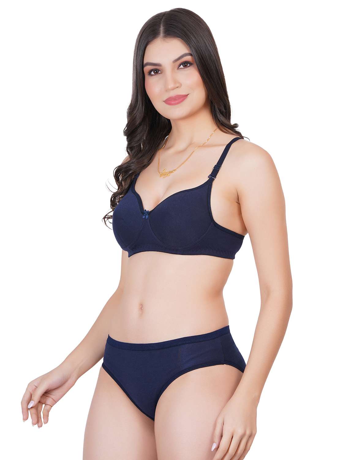 women pack of 3 solid bra and panty set - 22064476 -  Standard Image - 3