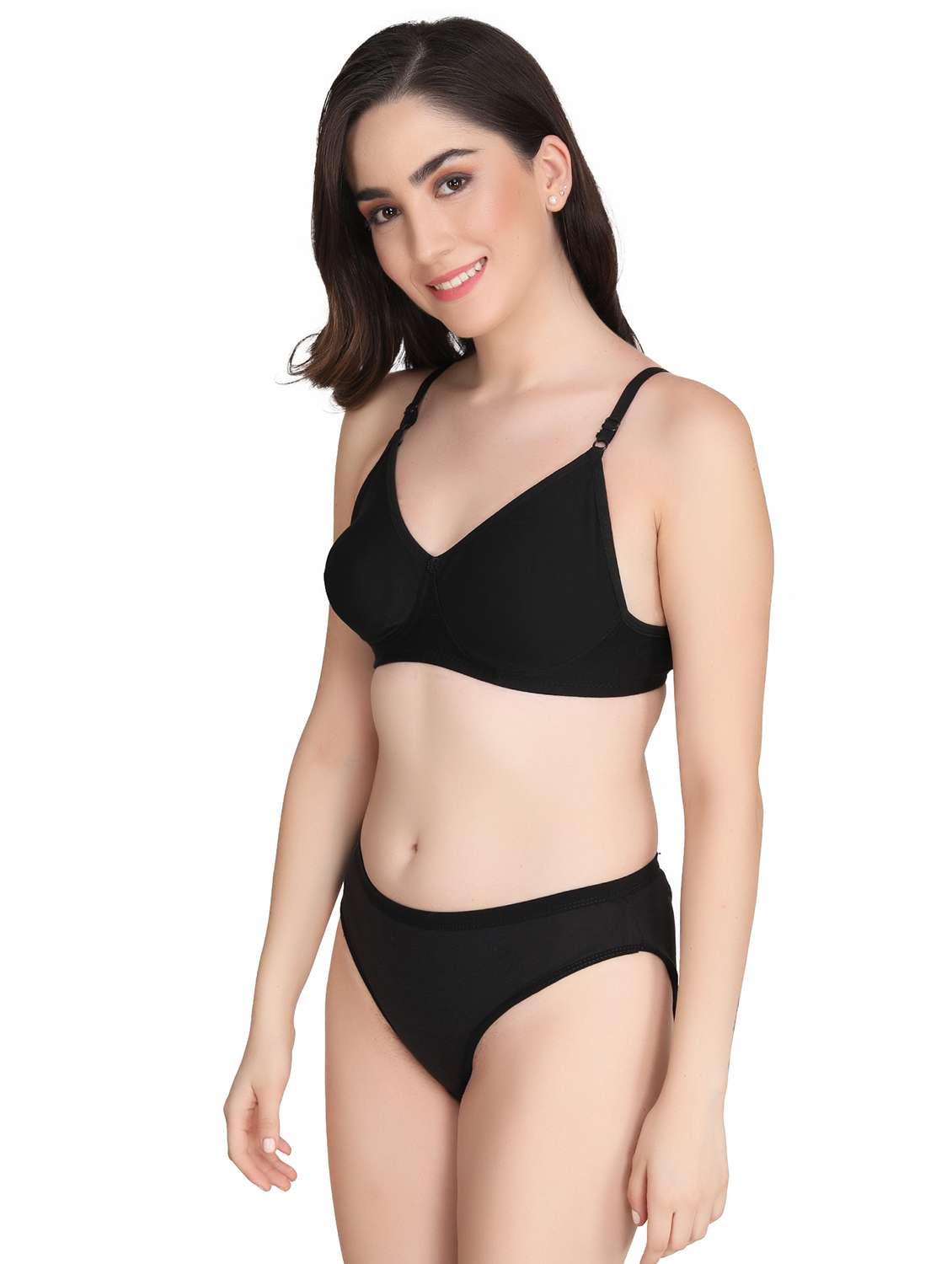 women pack of 2 solid bra and panty set - 22064700 -  Standard Image - 3