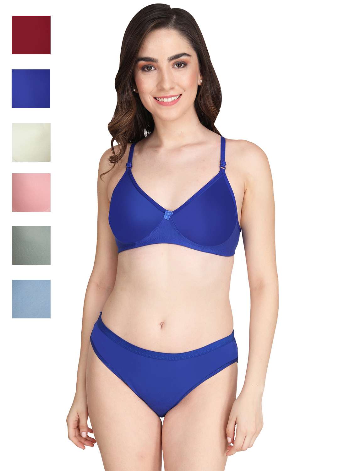 women pack of 6 solid bra and panty set