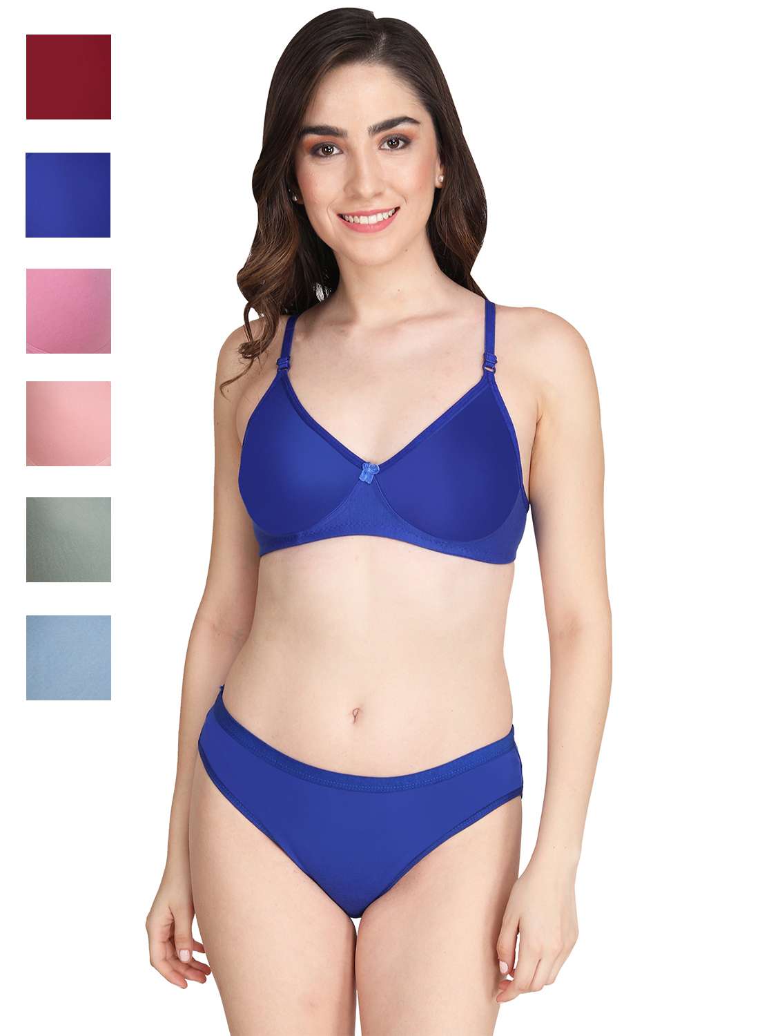 women pack of 6 solid bra and panty set