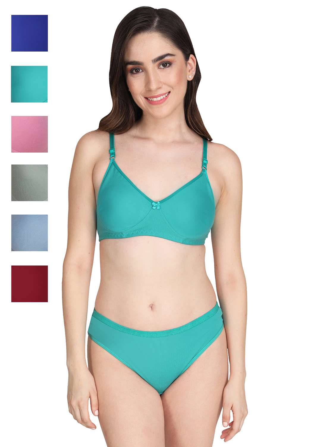 women pack of 6 solid bra and panty set