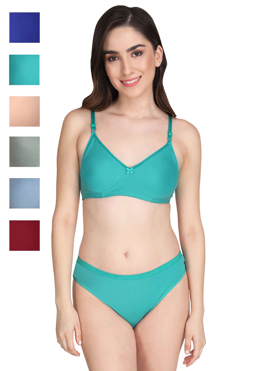 women pack of 6 solid bra and panty set