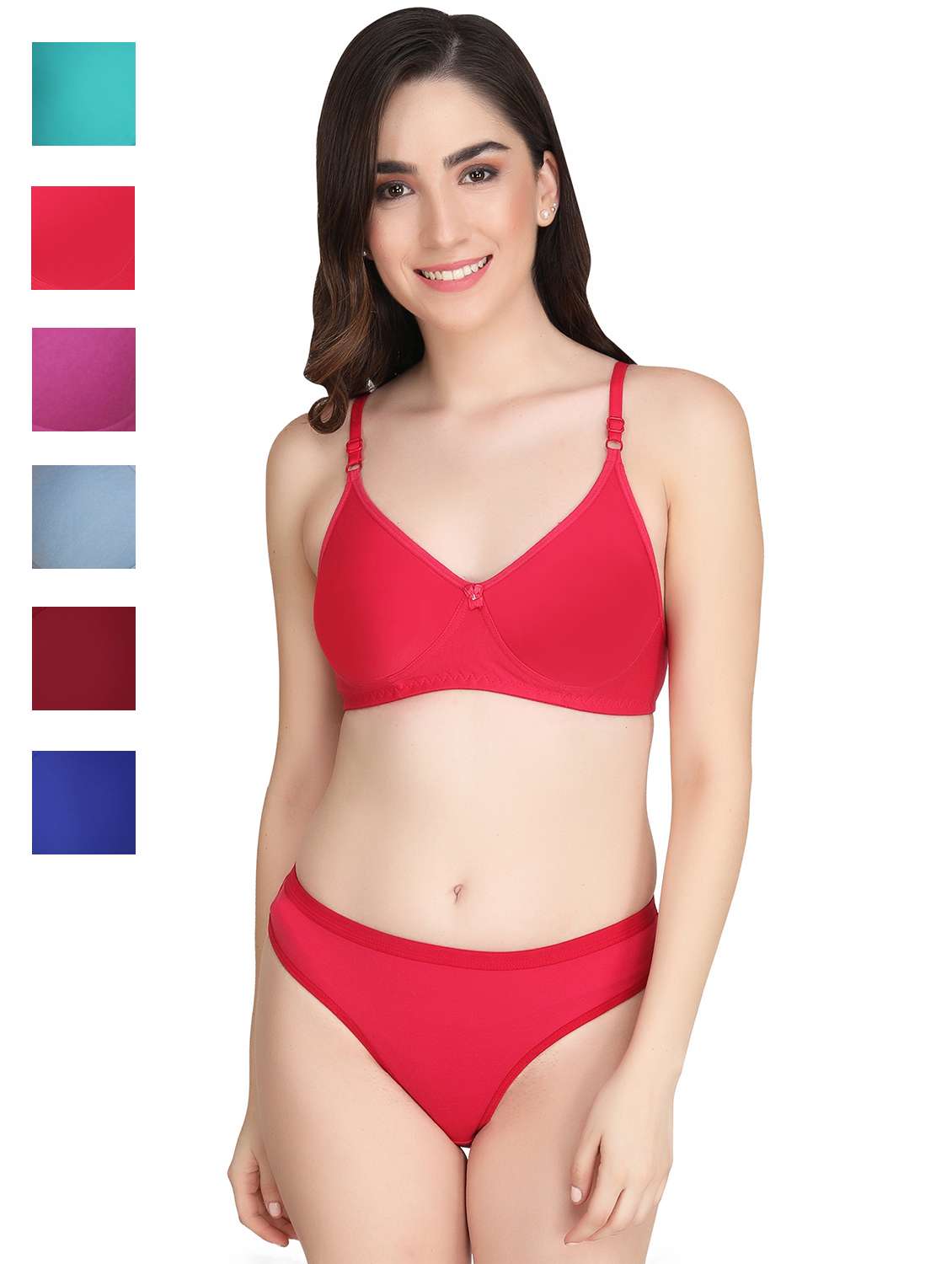 women pack of 6 solid bra and panty set