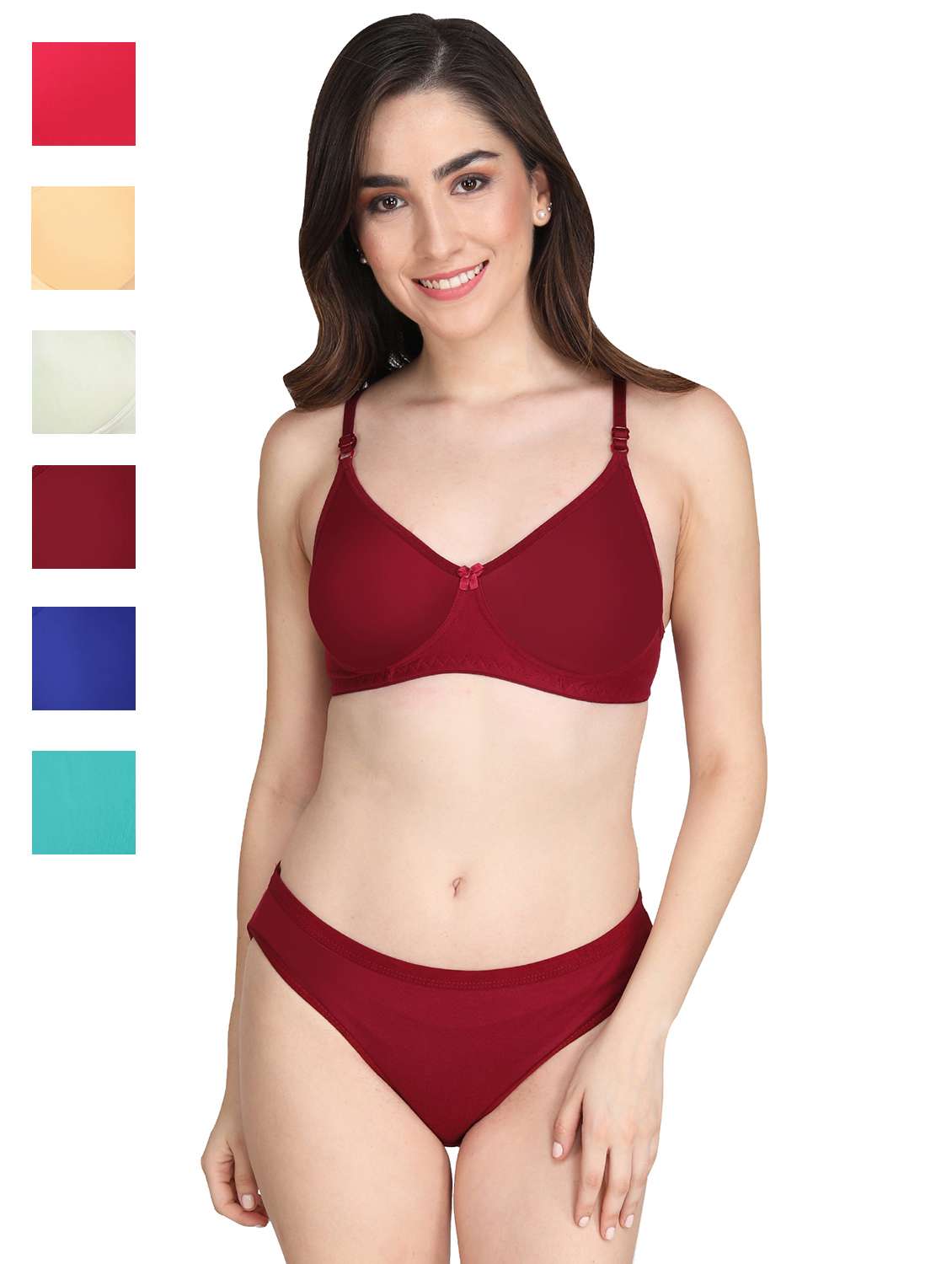 women pack of 6 solid bra and panty set