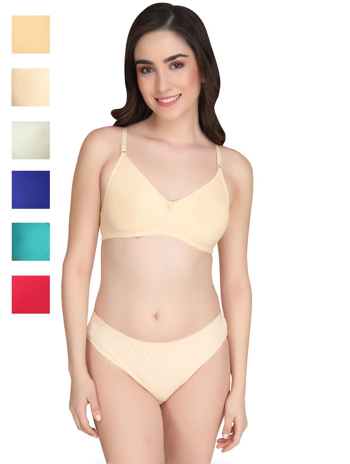 women pack of 6 solid bra and panty set