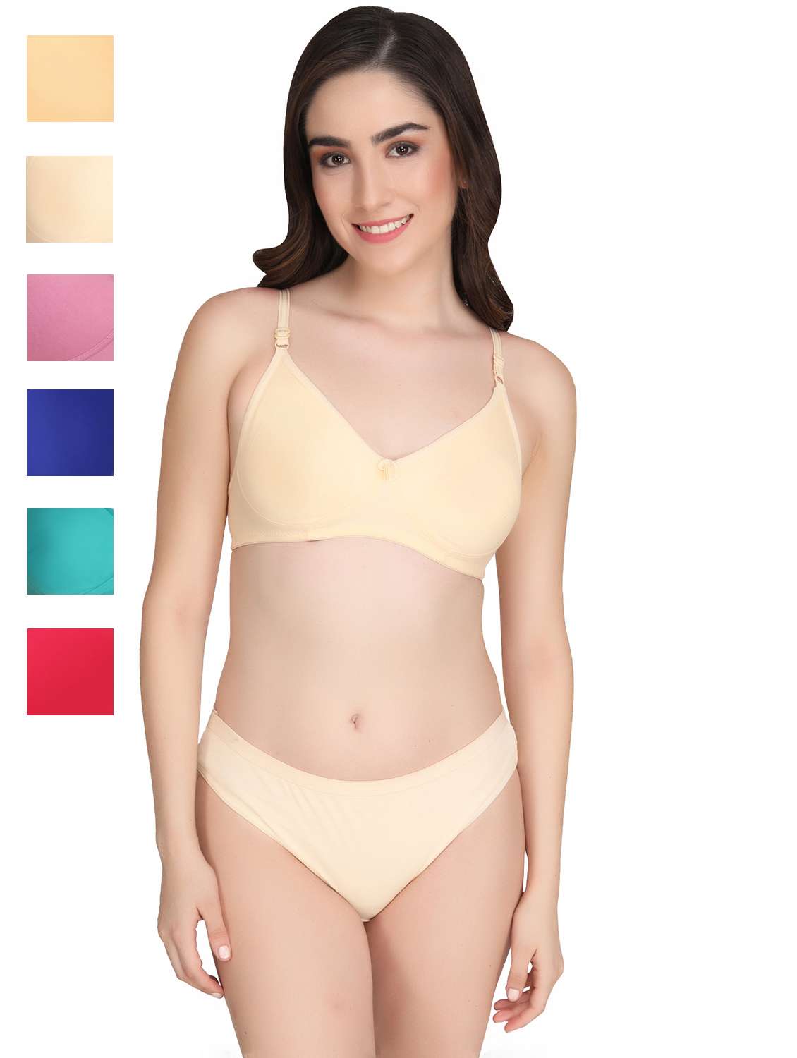 women pack of 6 solid bra and panty set
