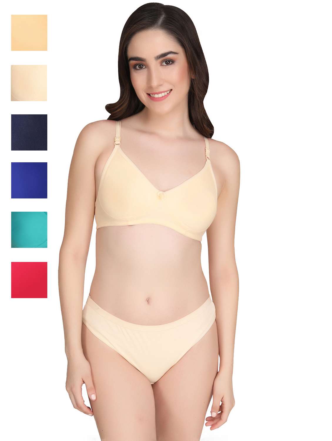 women pack of 6 solid bra and panty set