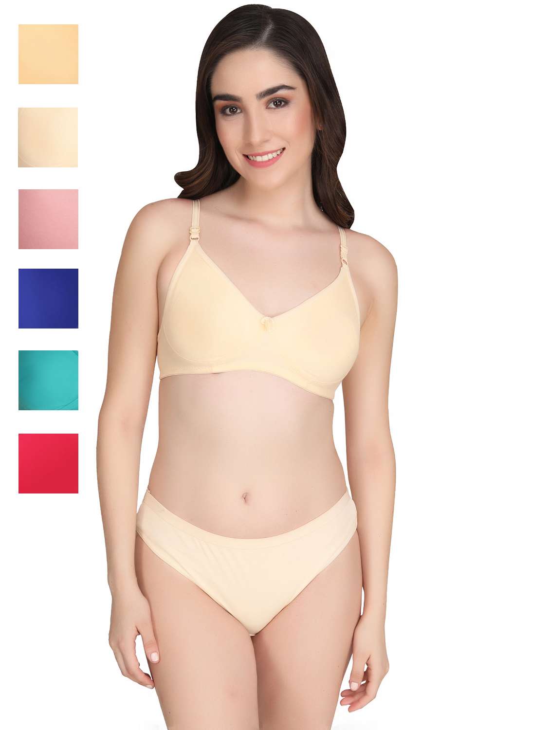women pack of 6 solid bra and panty set