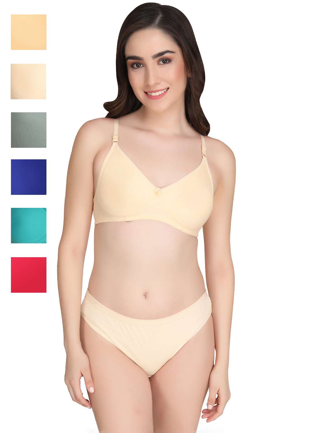 women pack of 6 solid bra and panty set