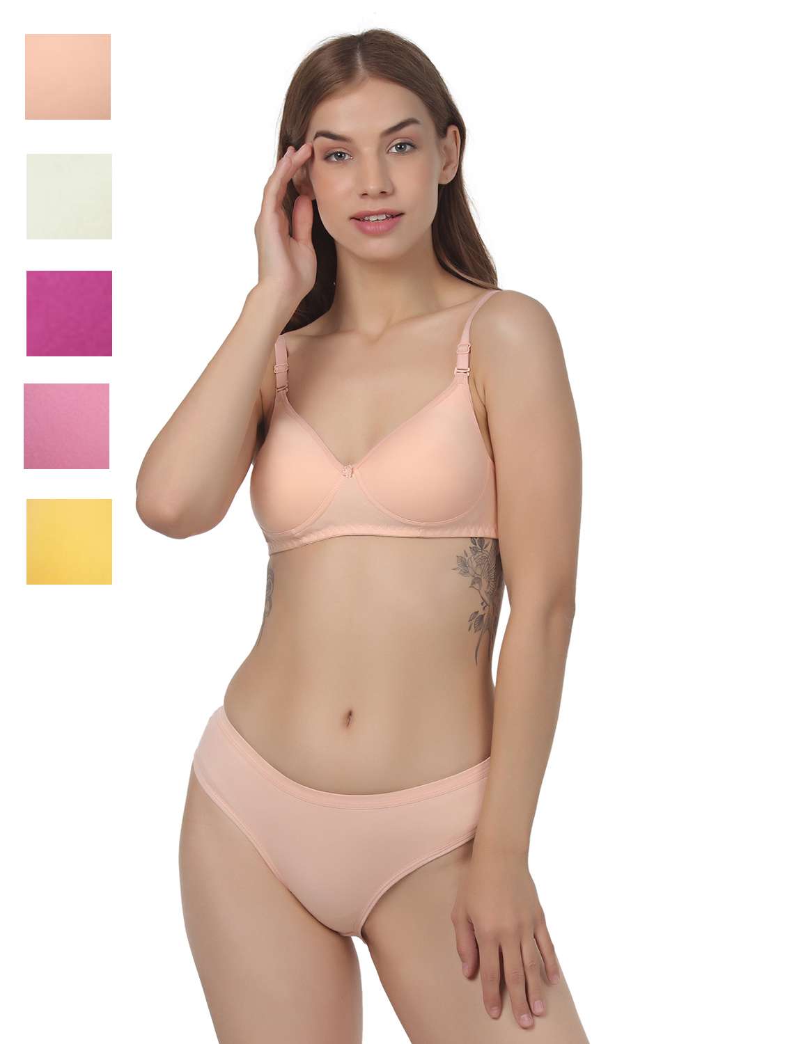 women pack of 6 solid bra and panty set