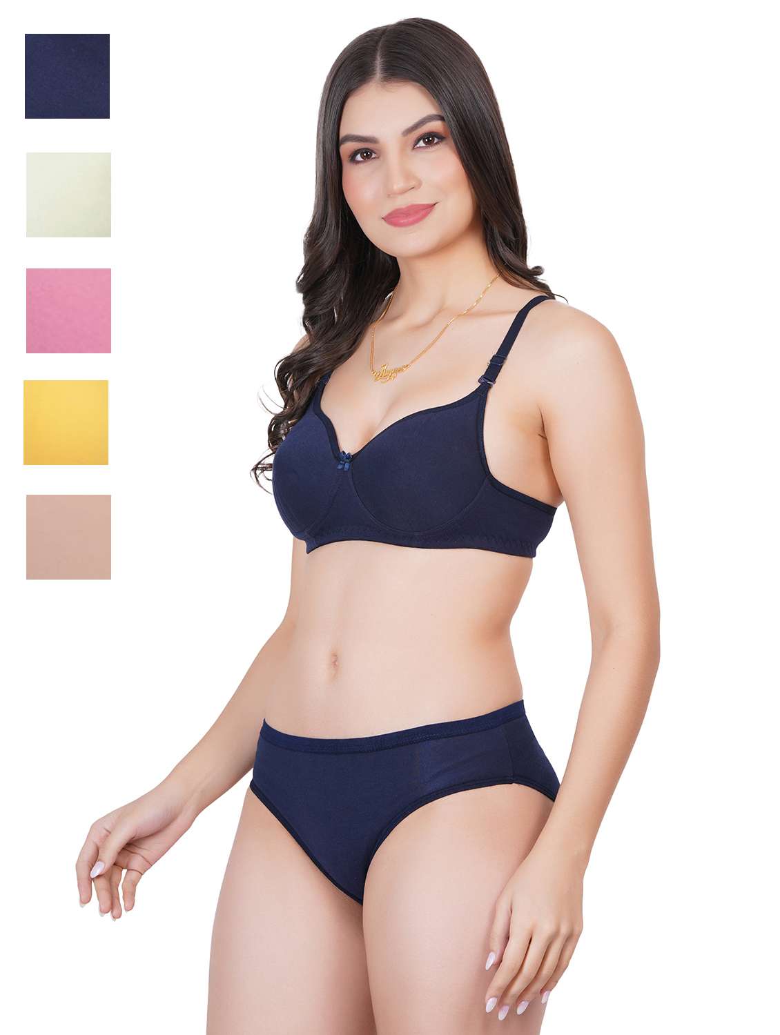 women pack of 6 solid bra and panty set