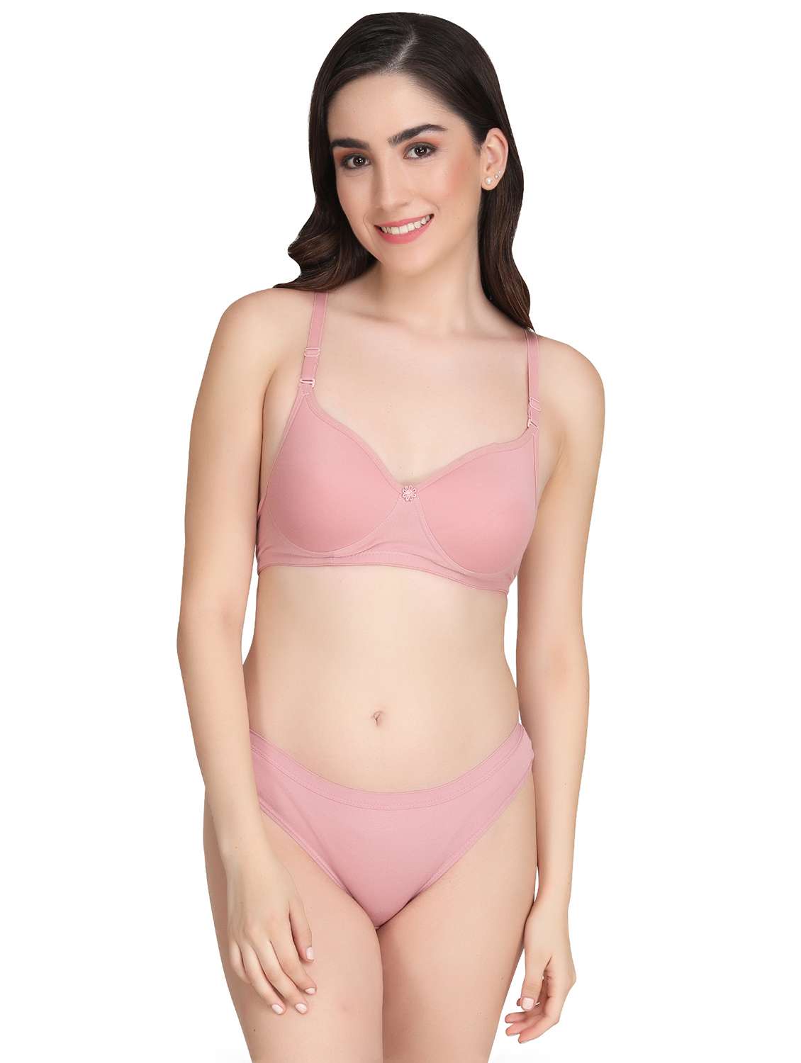 women pack of 5 solid bra and panty set - 22064806 -  Standard Image - 3