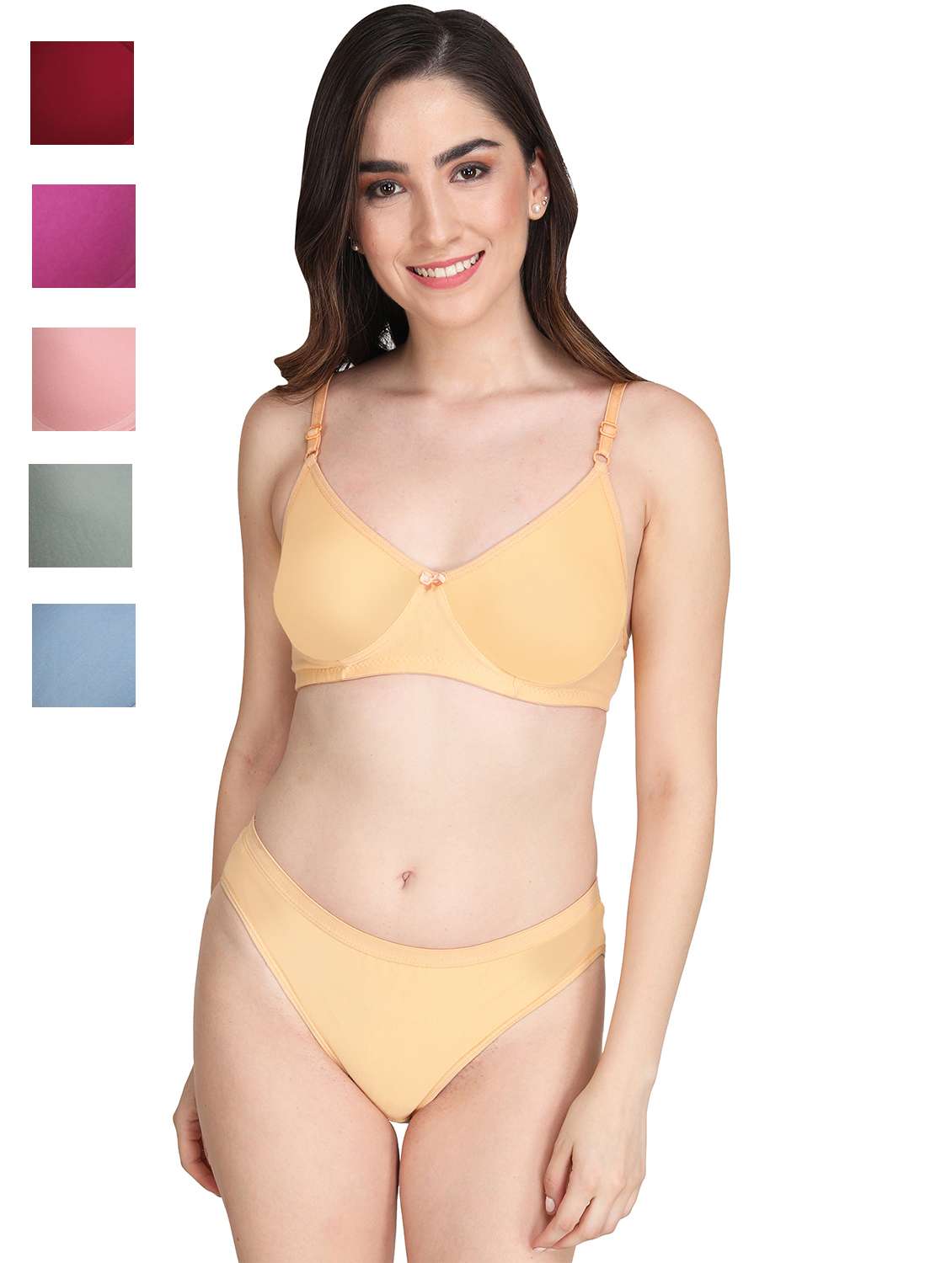 maroon cotton bras and panty set