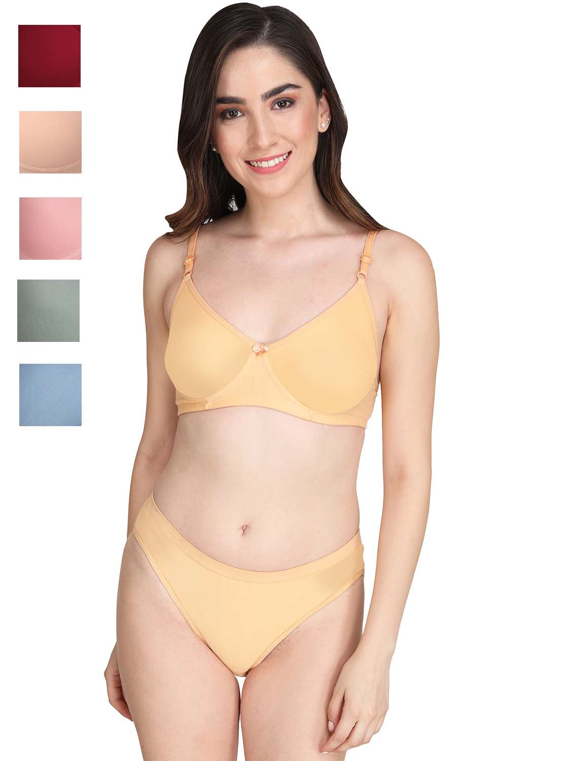 maroon cotton bras and panty set