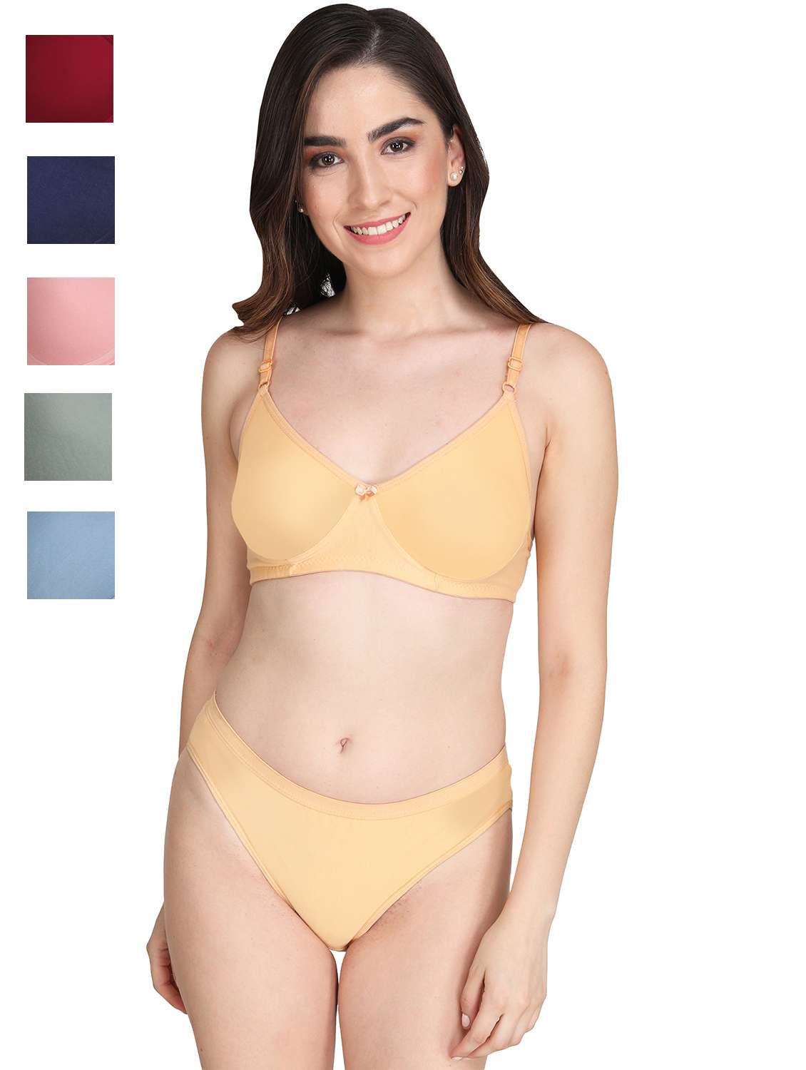 maroon cotton bras and panty set