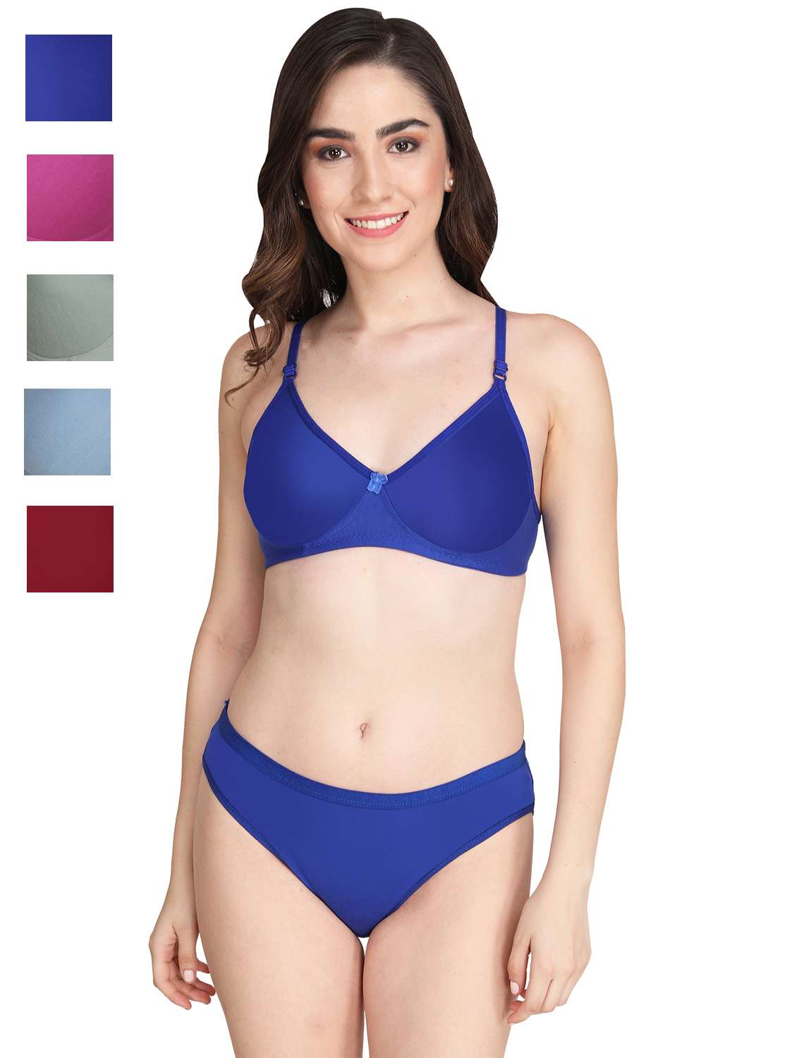 blue cotton bras and panty set