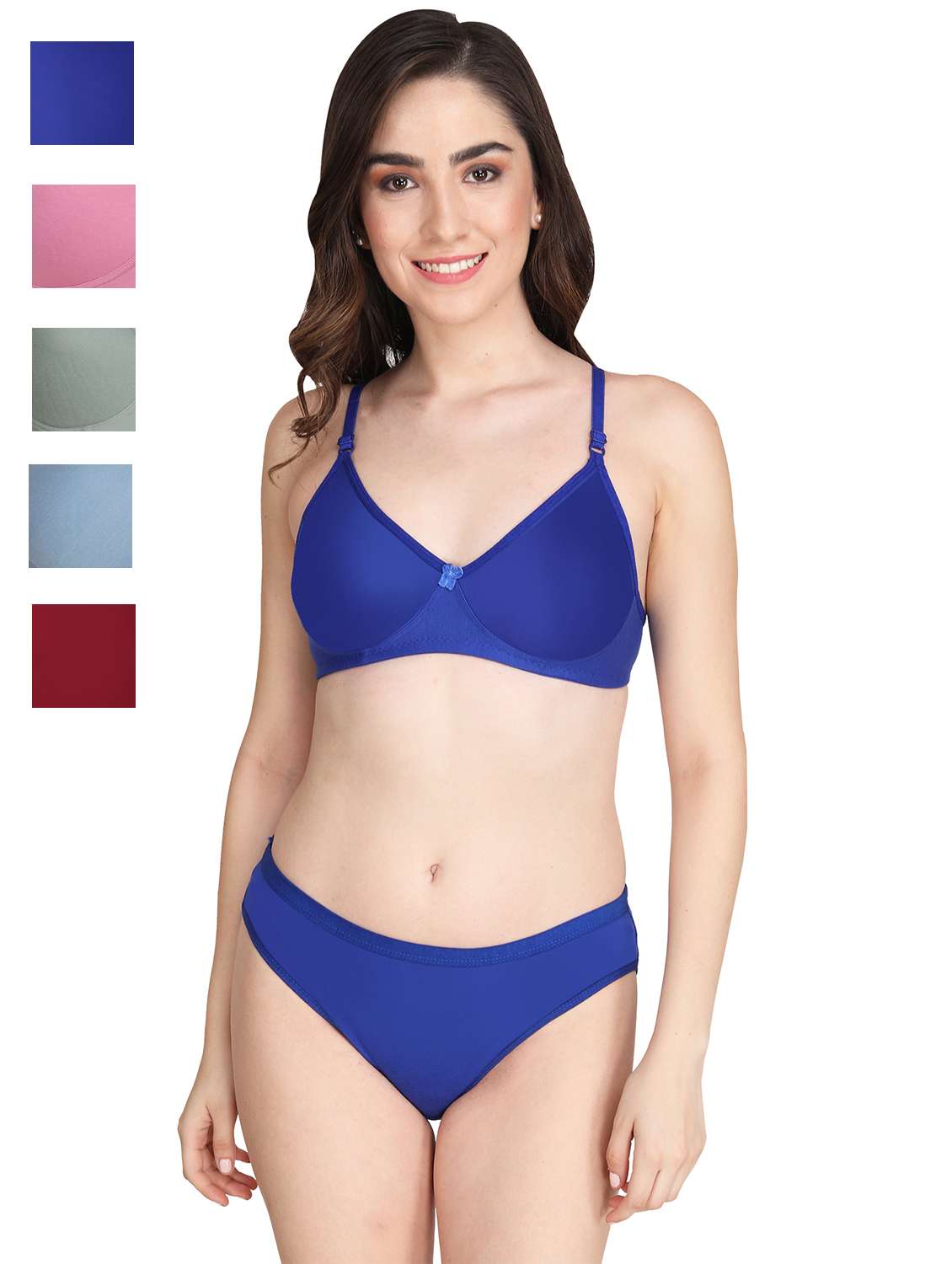 blue cotton bras and panty set